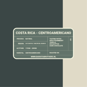 Barista Brothers Costa Rica Centroamericano single vers gebrande koffie uit eigen branderij