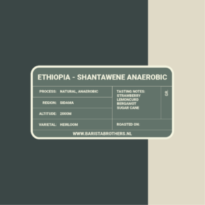 Barista Brothers Ehtiopia Shantawene Anaerobic single vers gebrande koffie uit eigen branderij