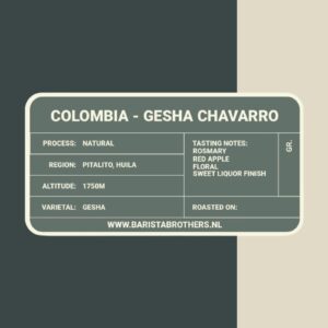 Colombia Gesha Chavarro Vers gebrand bij Barista Brothers